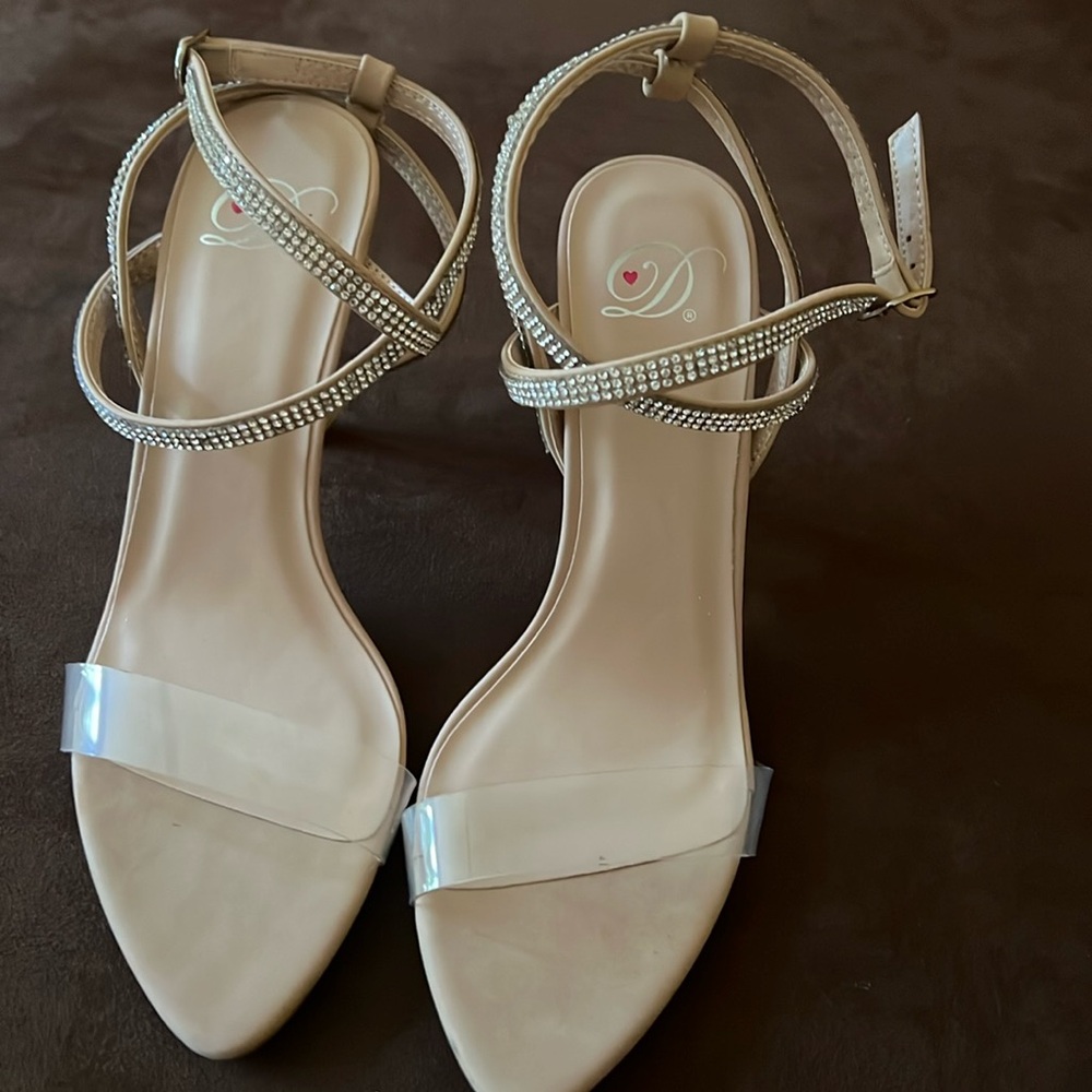 Nude clear strap 3’ heels